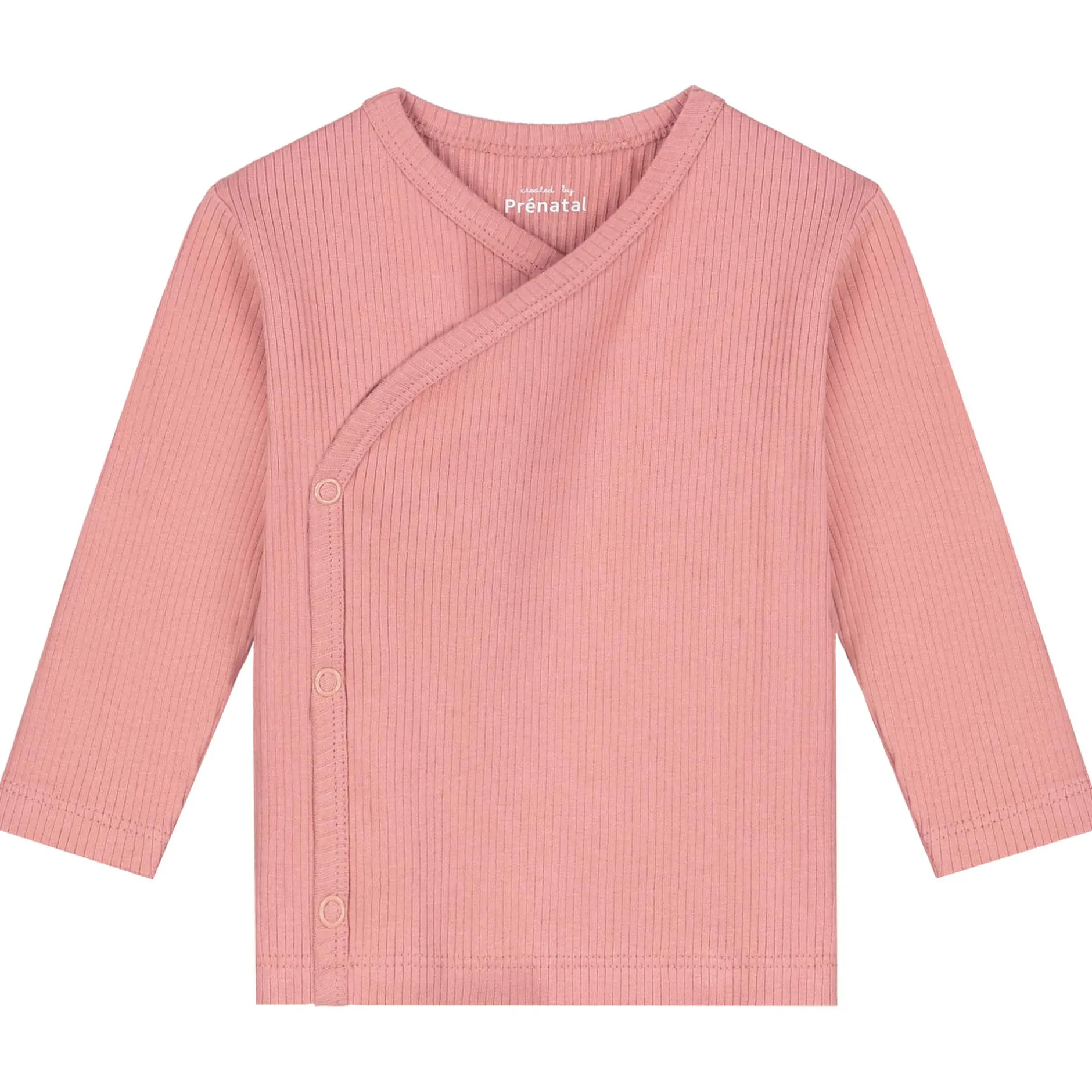 Shirts & Blouses|Shirts & Blouses*Prénatal newborn overslagshirt rib lange mouwen effen roze Dark Pink