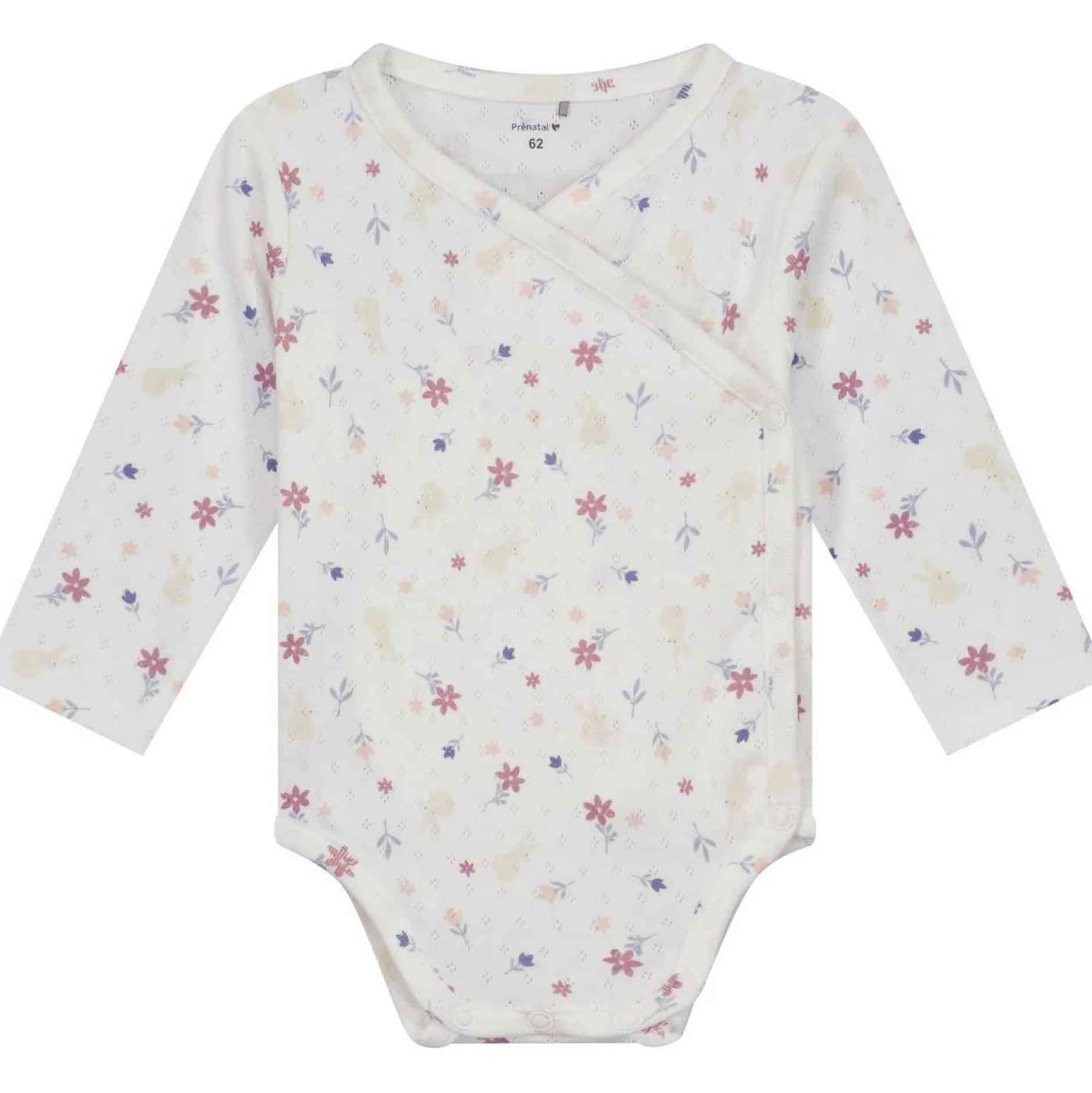 Rompers|Rompers*Prénatal newborn romper lange mouwen bloemen wit Ivory White