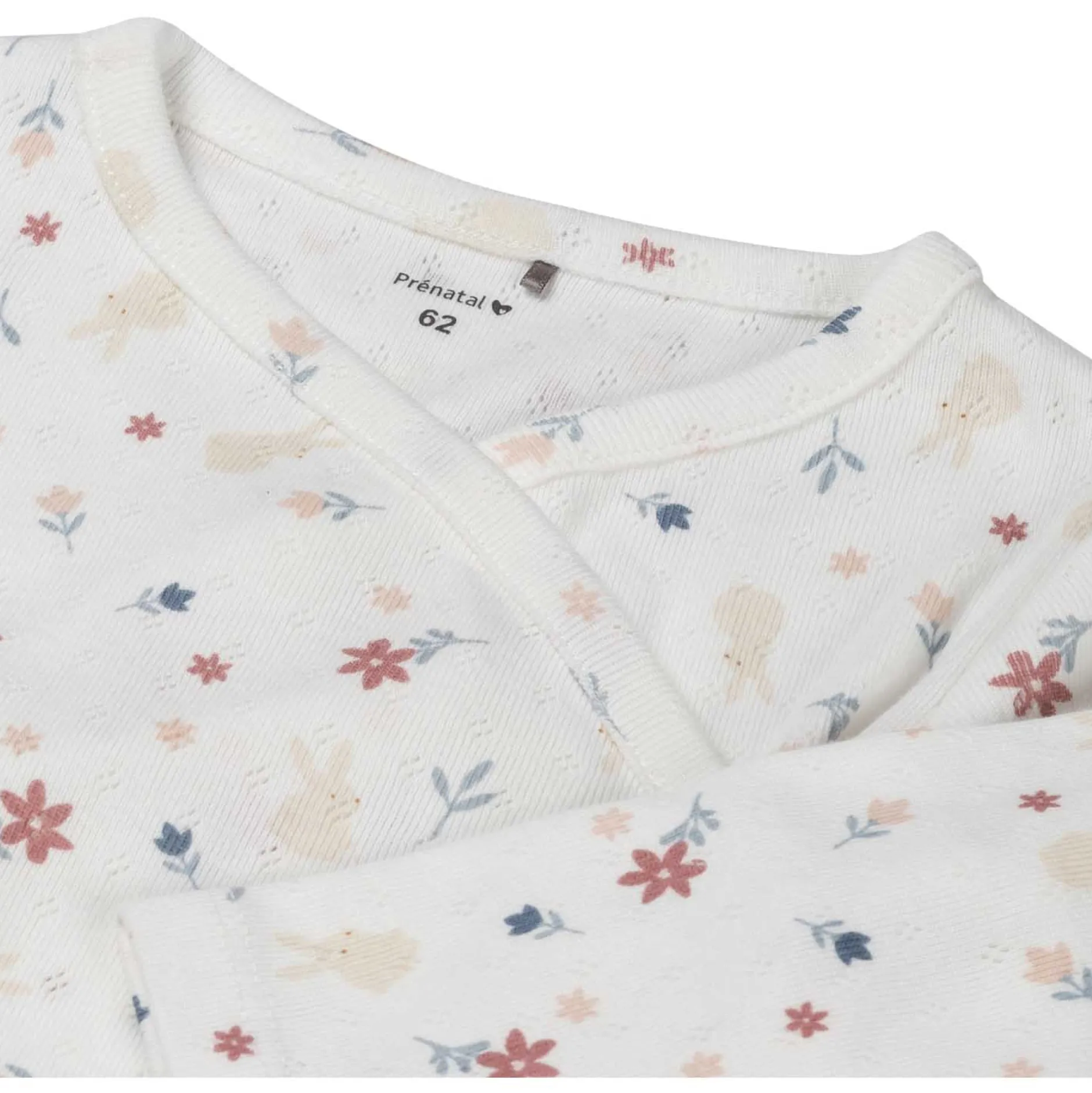 Rompers|Rompers*Prénatal newborn romper lange mouwen bloemen wit Ivory White