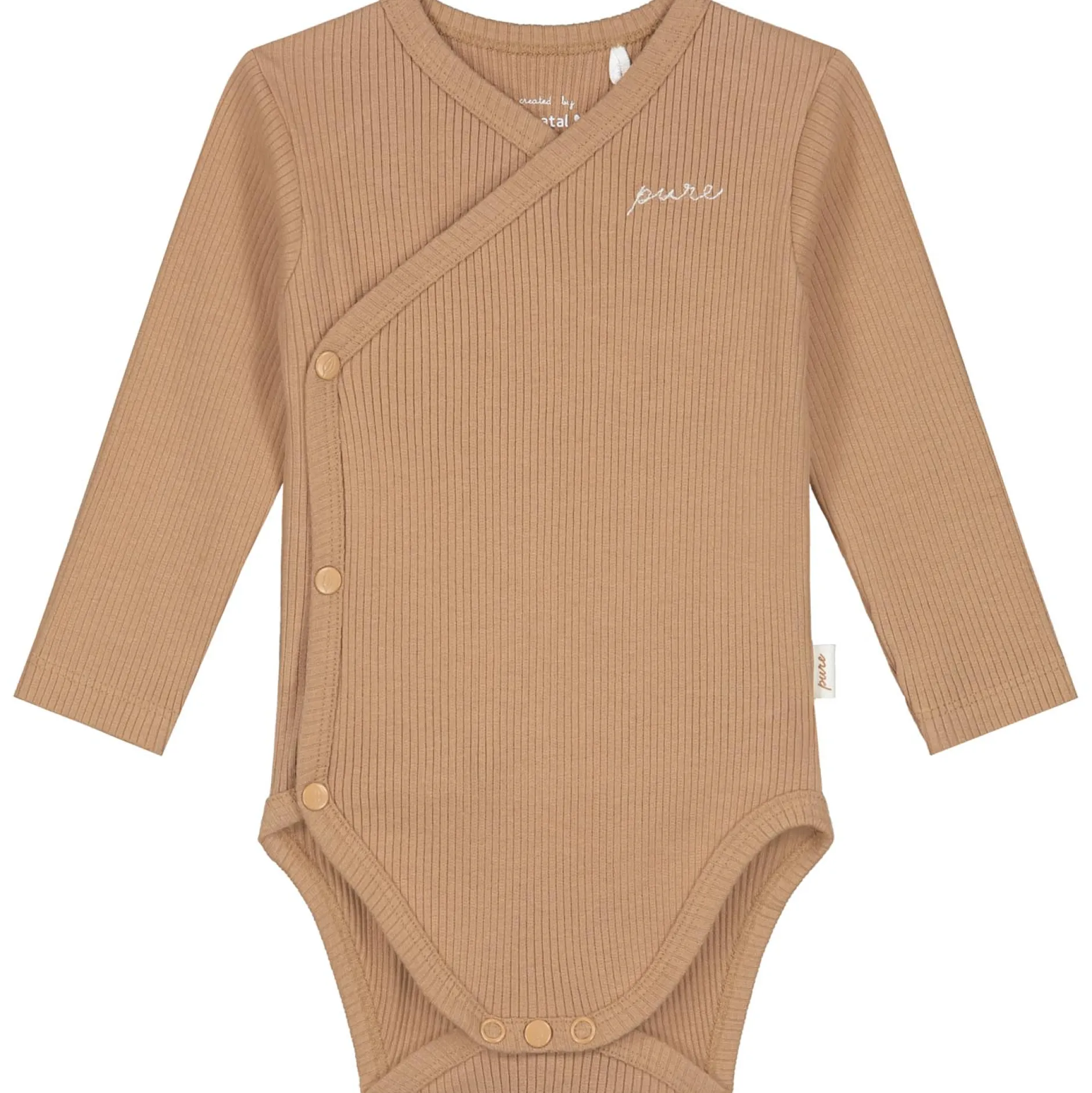 Rompers|Rompers*Prénatal newborn romper rib Pure lange mouwen effen bruin Dark Sand Brown
