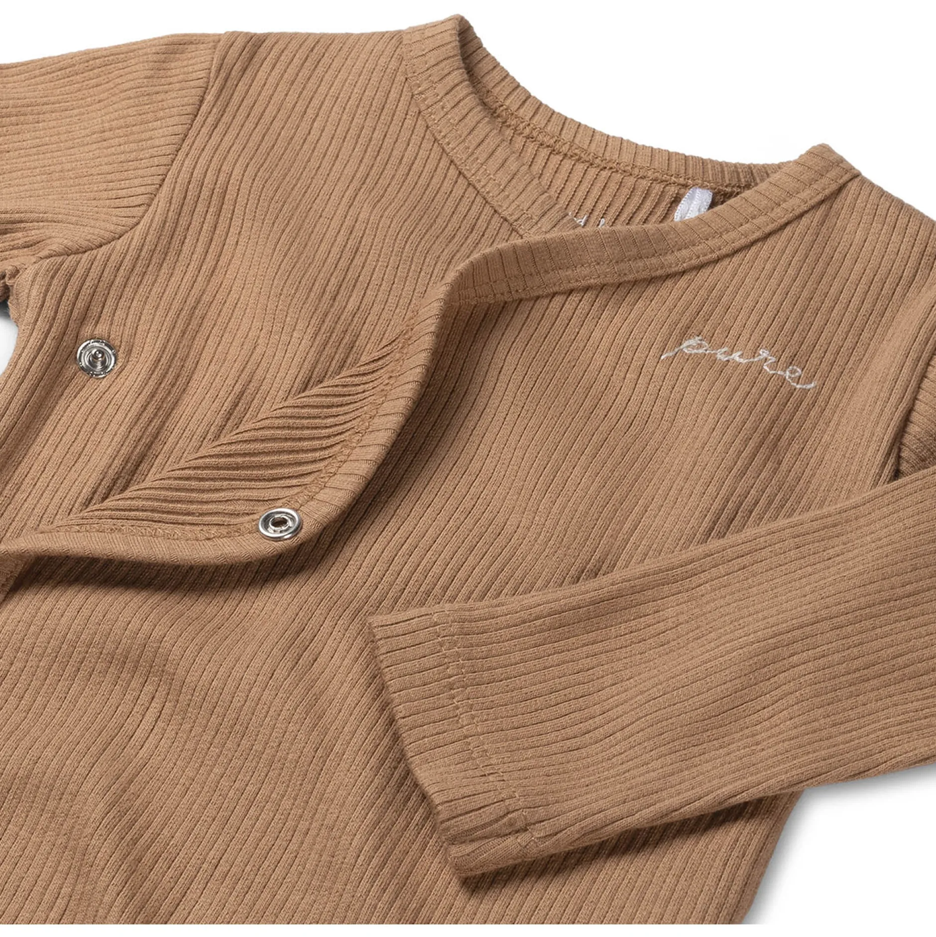 Rompers|Rompers*Prénatal newborn romper rib Pure lange mouwen effen bruin Dark Sand Brown