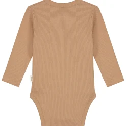 Rompers|Rompers*Prénatal newborn romper rib Pure lange mouwen effen bruin Dark Sand Brown