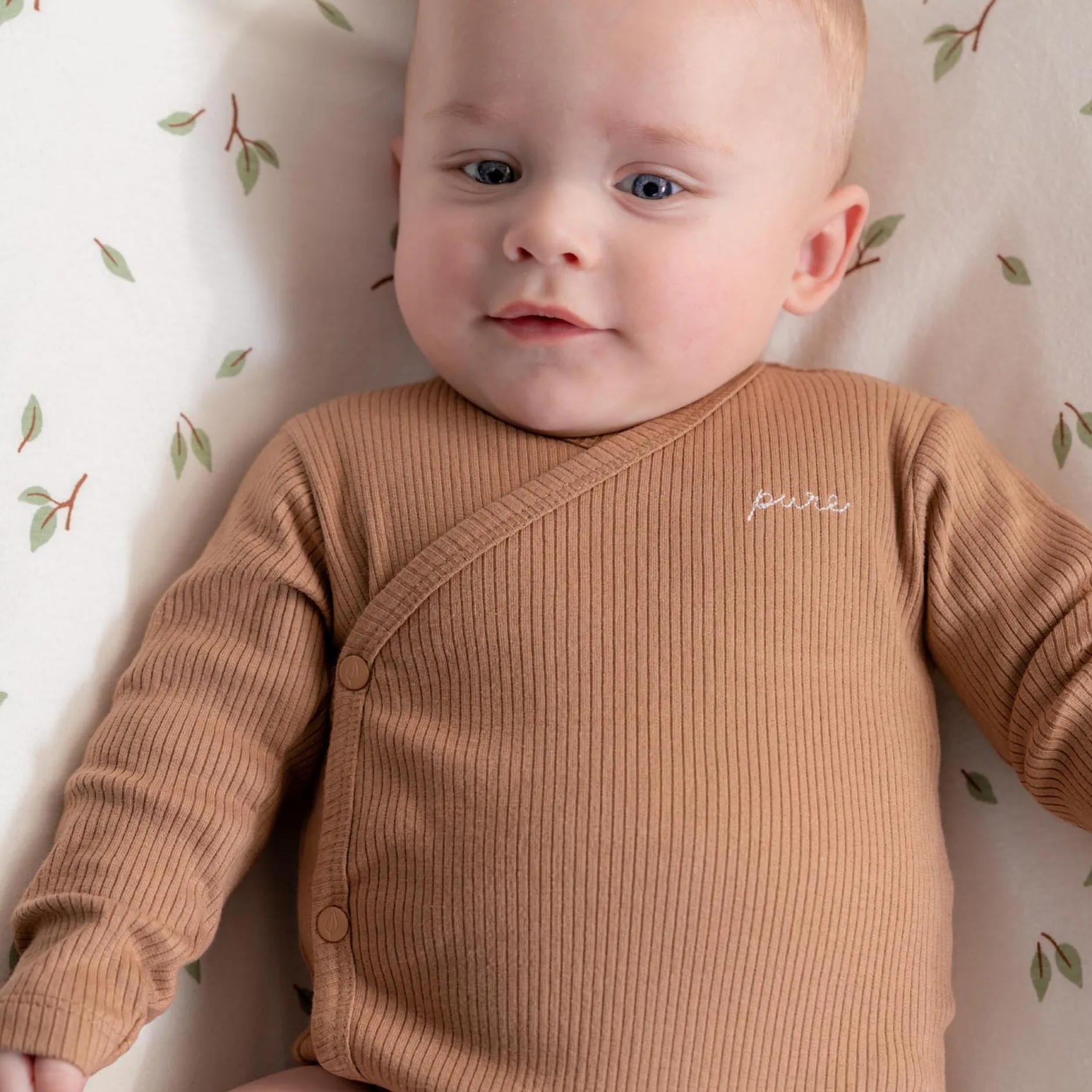 Rompers|Rompers*Prénatal newborn romper rib Pure lange mouwen effen bruin Dark Sand Brown