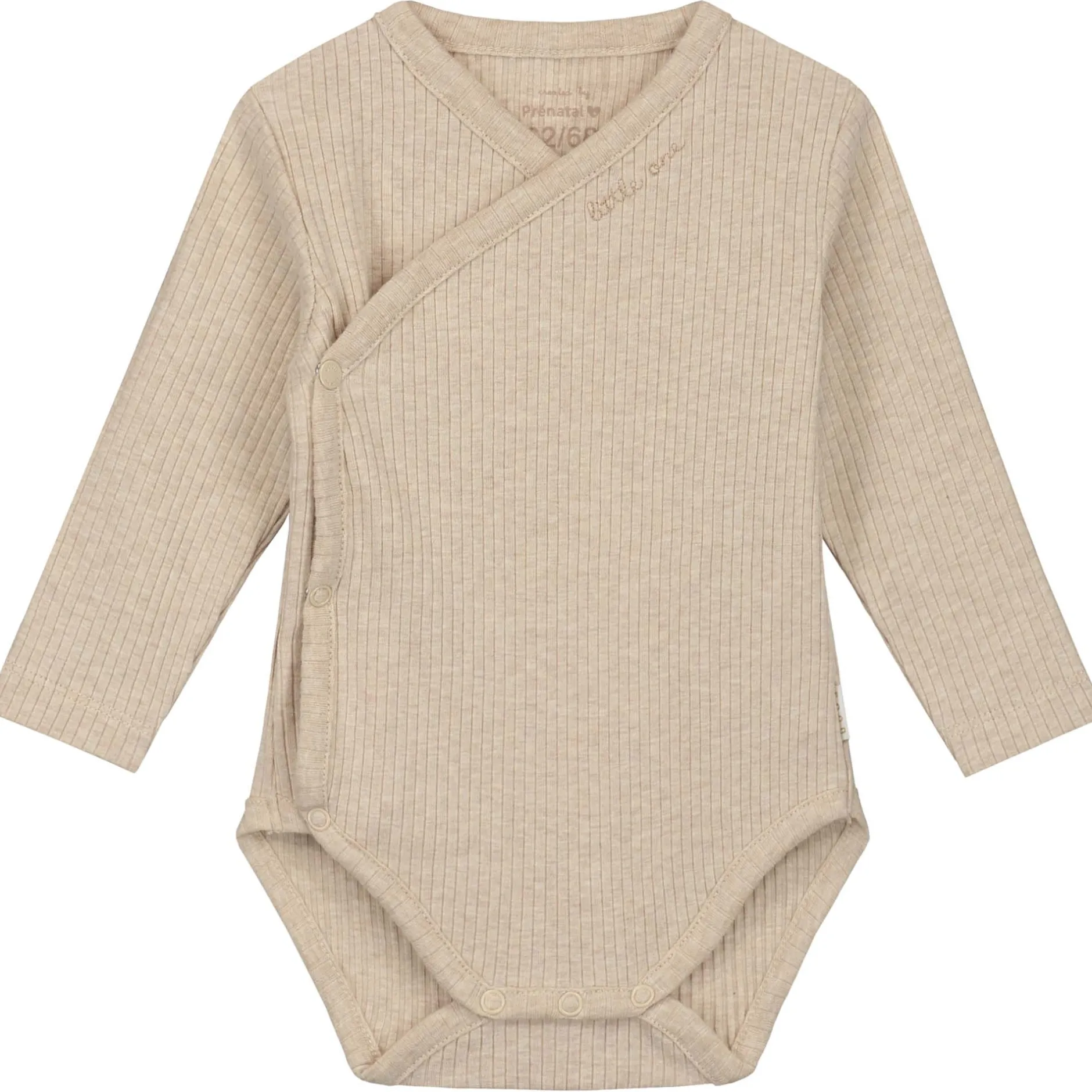 Rompers|Rompers*Prénatal newborn romper rib lange mouwen effen beige Beigebrown