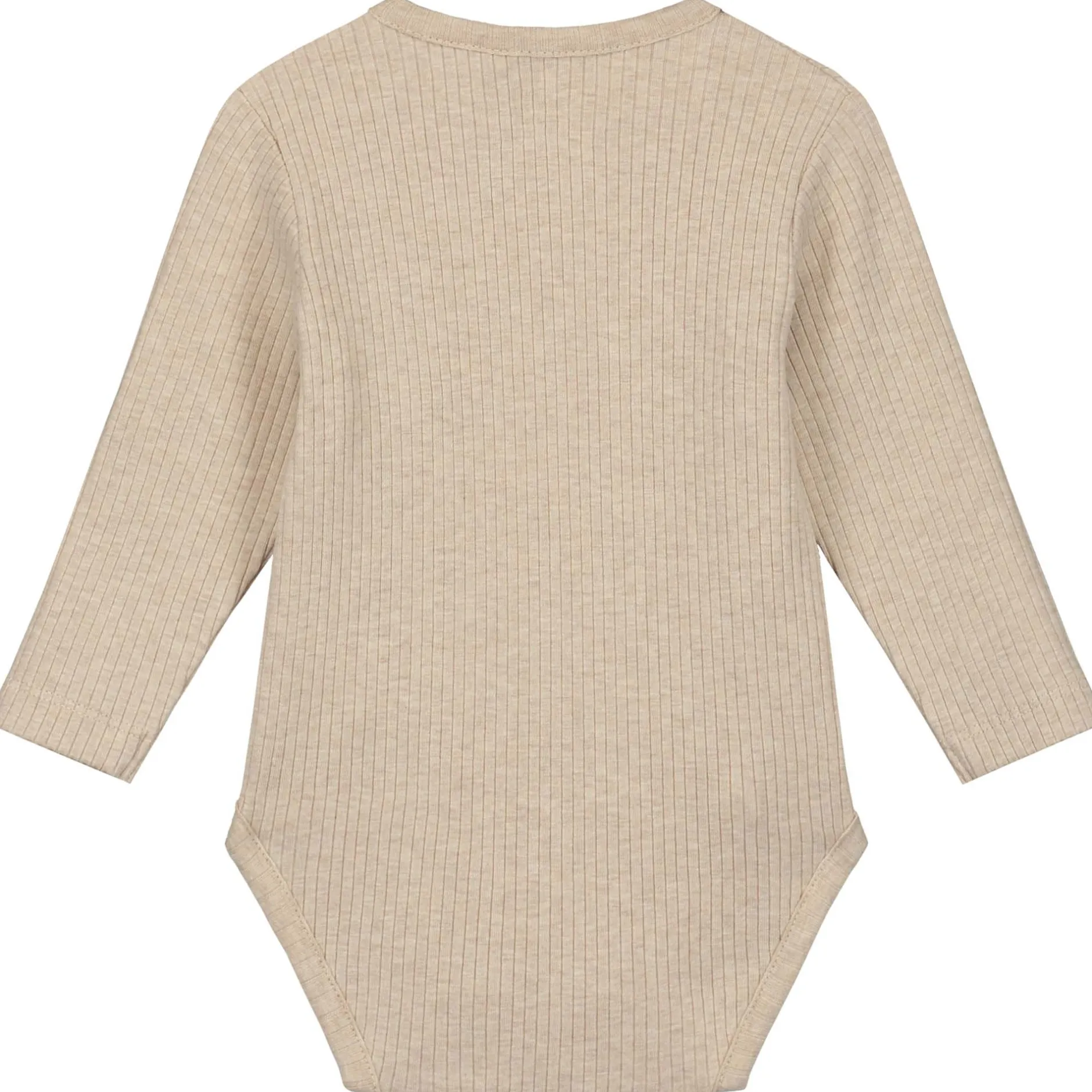 Rompers|Rompers*Prénatal newborn romper rib lange mouwen effen beige Beigebrown