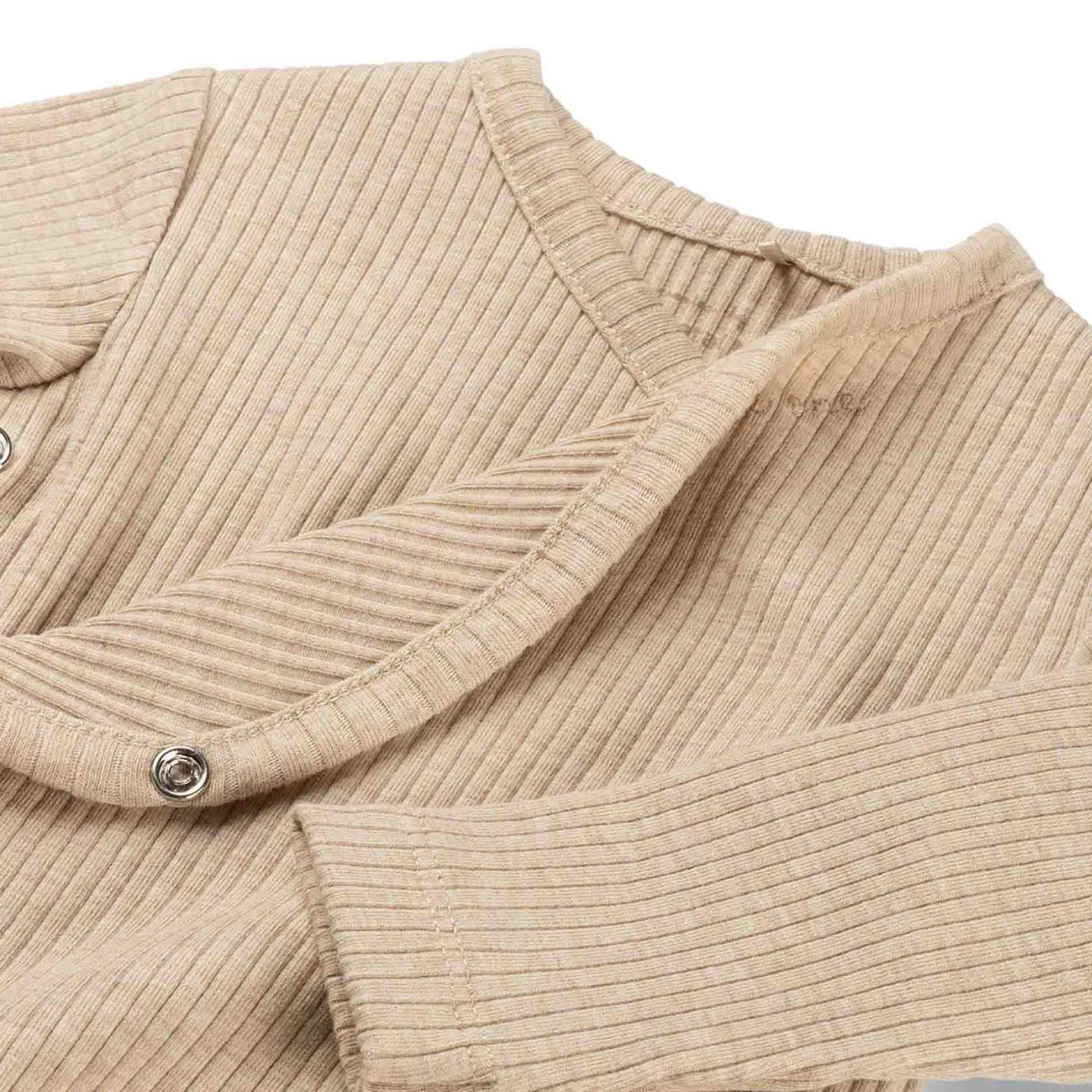 Rompers|Rompers*Prénatal newborn romper rib lange mouwen effen beige Beigebrown