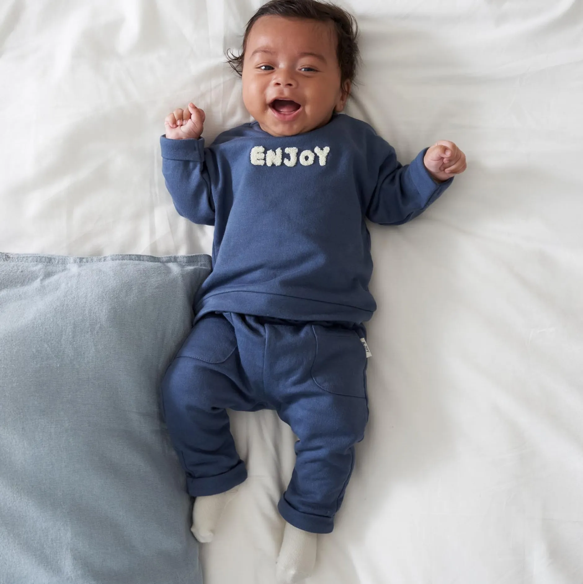 Truien & Vesten|Truien & Vesten*Prénatal newborn sweater lange mouwen printopdruk blauw Dark Kobalt