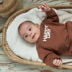 Truien & Vesten|Truien & Sweaters*Prénatal newborn sweater lange mouwen tekst bruin Brown