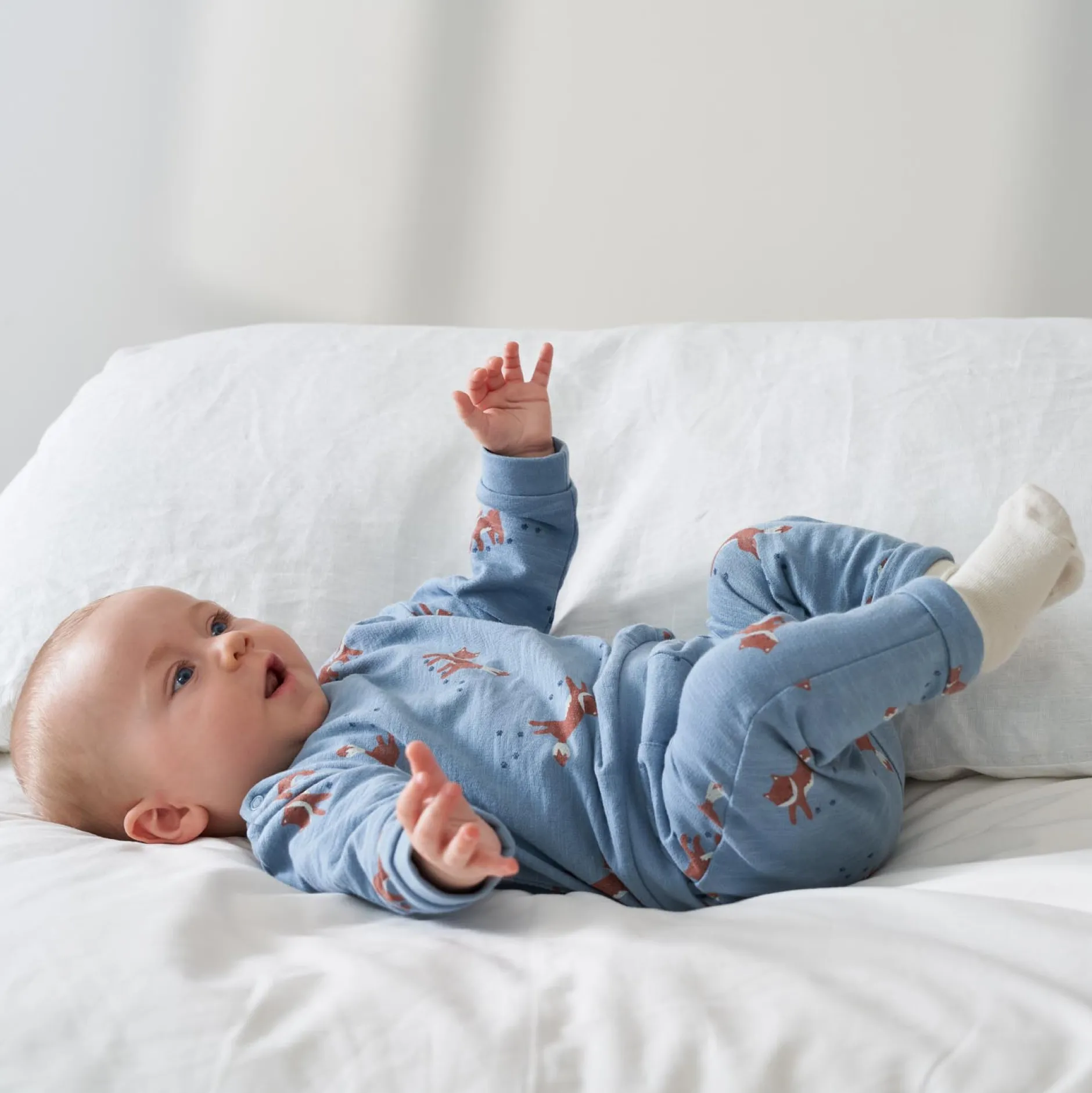 Truien & Vesten|Truien & Vesten*Prénatal newborn sweater lange mouwen dierenprint blauw Powder Blue