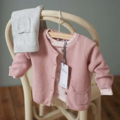 Truien & Vesten|Vesten*Prénatal newborn vest lange mouwen effen roze Pink Shade