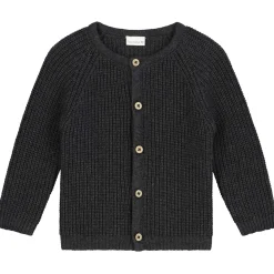 Truien & Vesten|Truien & Vesten*Prénatal newborn vest lange mouwen effen antraciet Deep Grey Melange