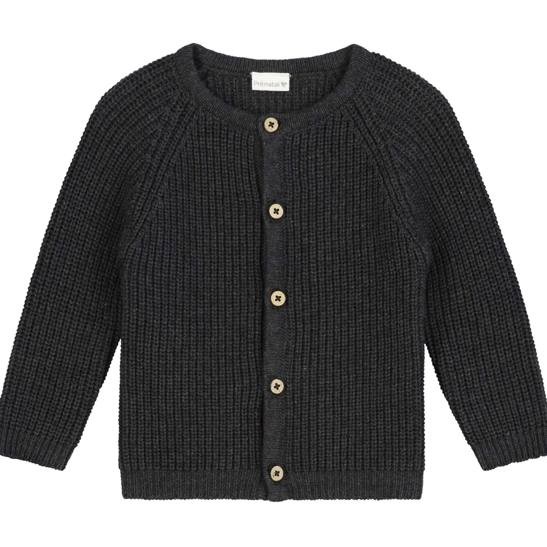 Truien & Vesten|Truien & Vesten*Prénatal newborn vest lange mouwen effen antraciet Deep Grey Melange