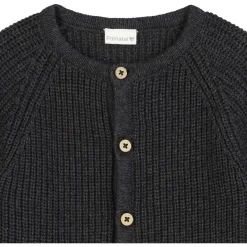 Truien & Vesten|Truien & Vesten*Prénatal newborn vest lange mouwen effen antraciet Deep Grey Melange