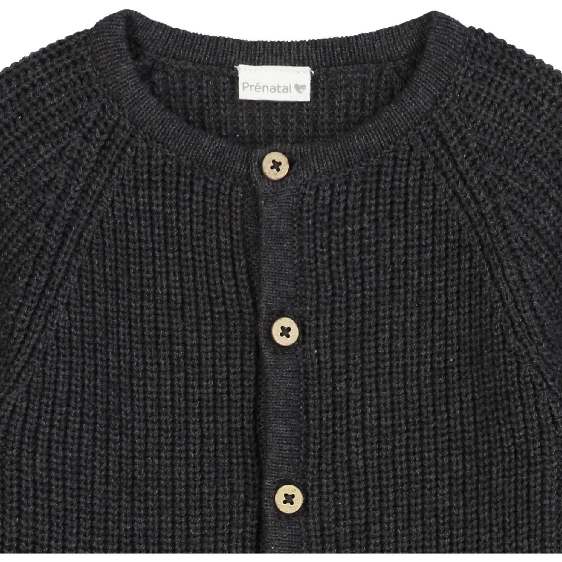 Truien & Vesten|Truien & Vesten*Prénatal newborn vest lange mouwen effen antraciet Deep Grey Melange