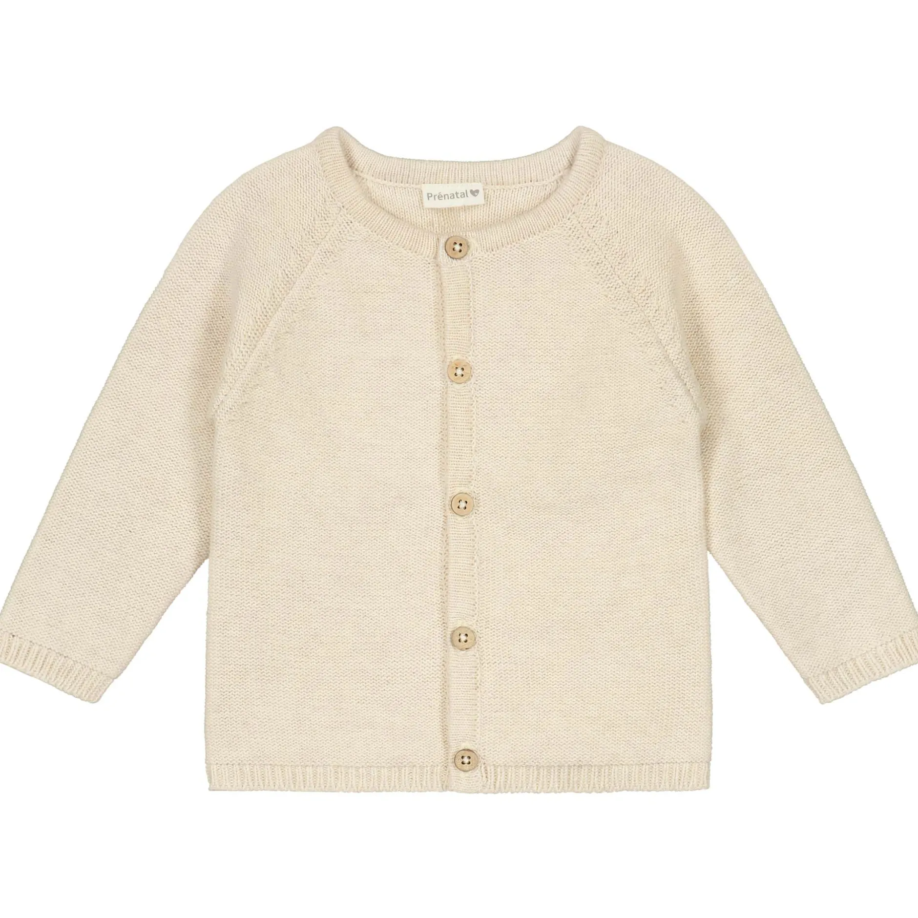 Truien & Vesten|Truien & Vesten*Prénatal newborn vest Pure lange mouwen effen beige Dark Ecru Melange