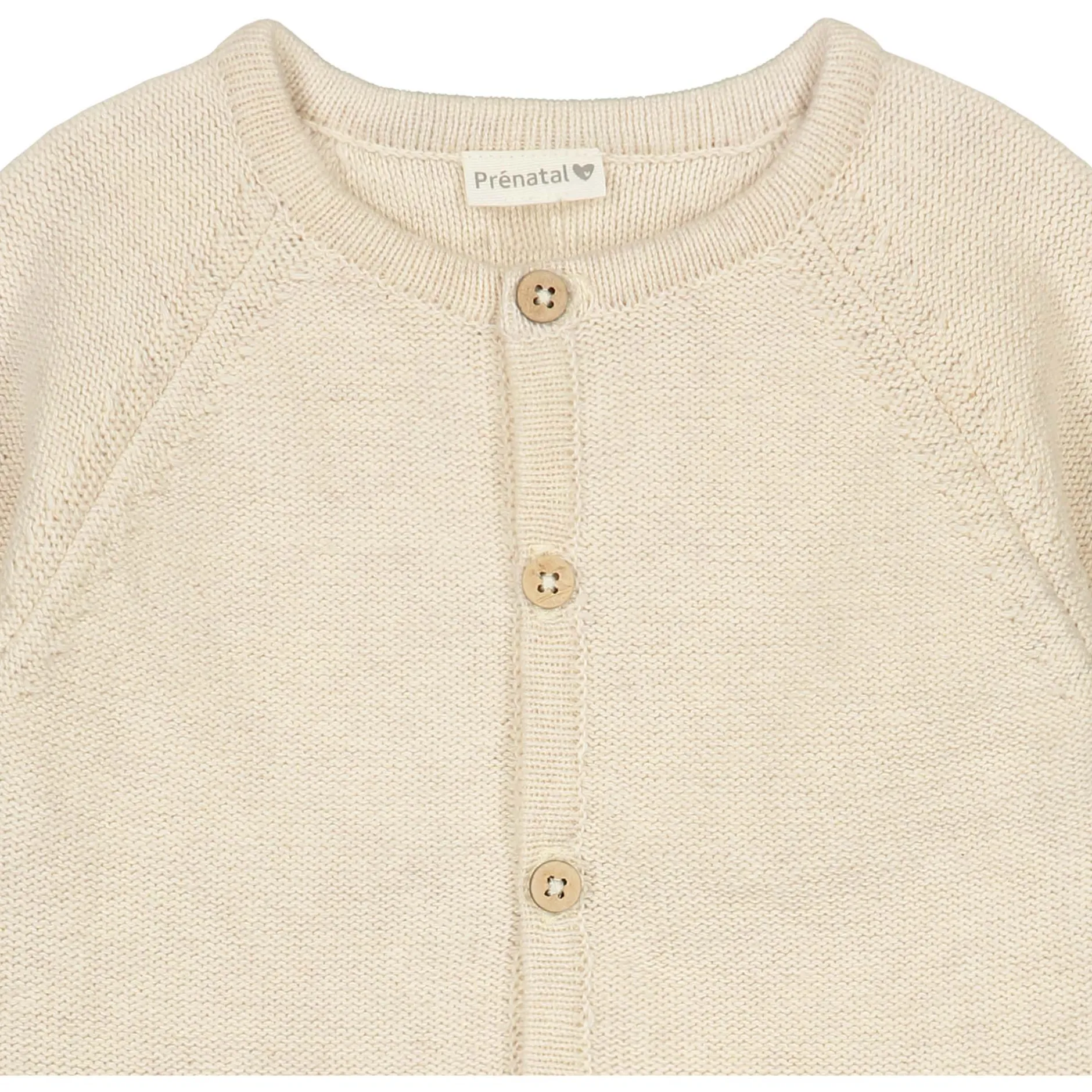 Truien & Vesten|Truien & Vesten*Prénatal newborn vest Pure lange mouwen effen beige Dark Ecru Melange