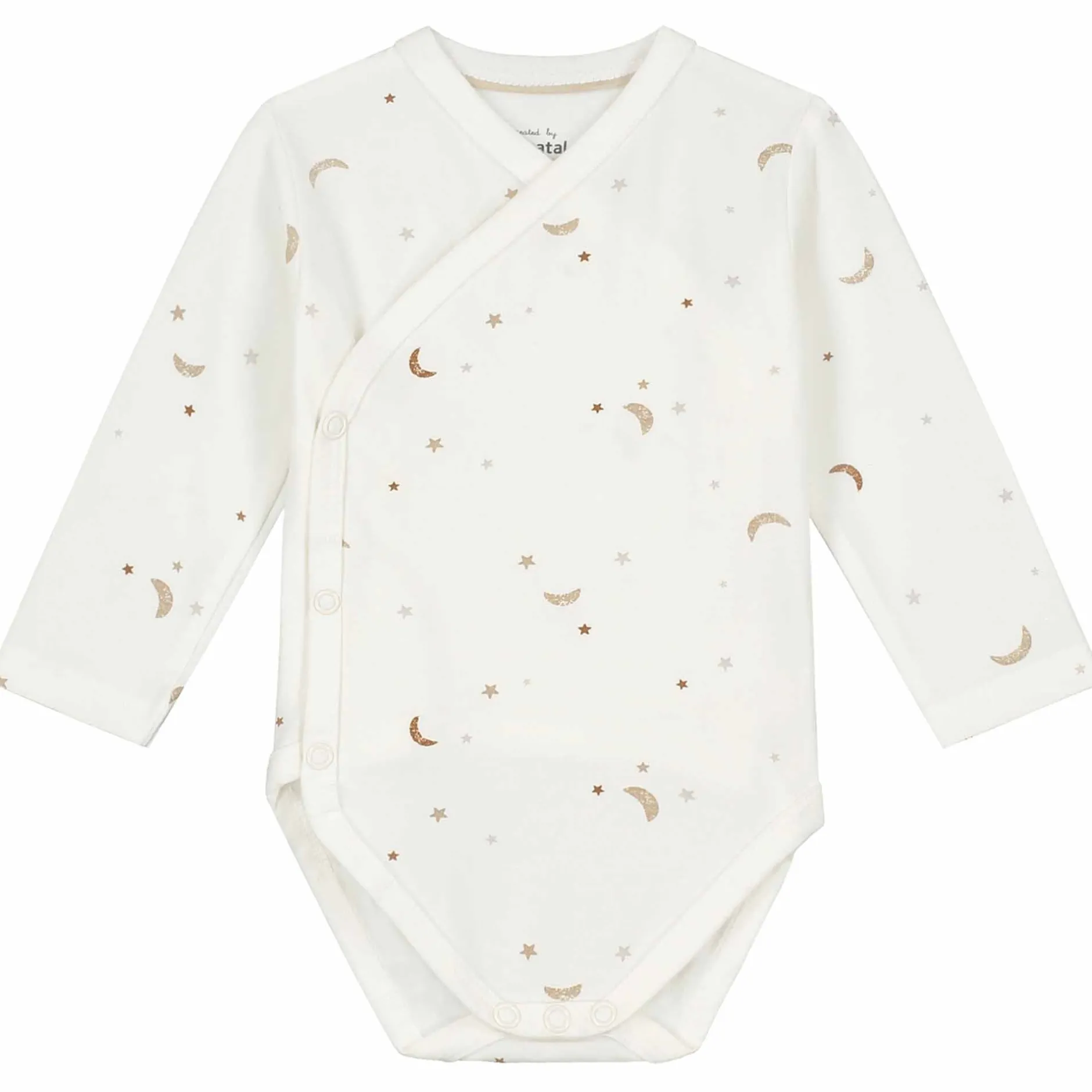 Rompers|Rompers*Prénatal overslagromper ster en maan lange mouwen all over print wit Ivory White