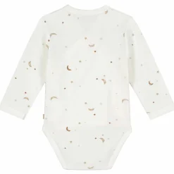 Rompers|Rompers*Prénatal overslagromper ster en maan lange mouwen all over print wit Ivory White