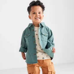 Shirts & Blouses|Shirts & Blouses*Prénatal peuter blouse lange mouwen effen groen Dark Green Blue