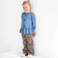Shirts & Blouses|Shirts & Blouses*Prénatal peuter blouse lange mouwen effen blauw Mid Blue Denim