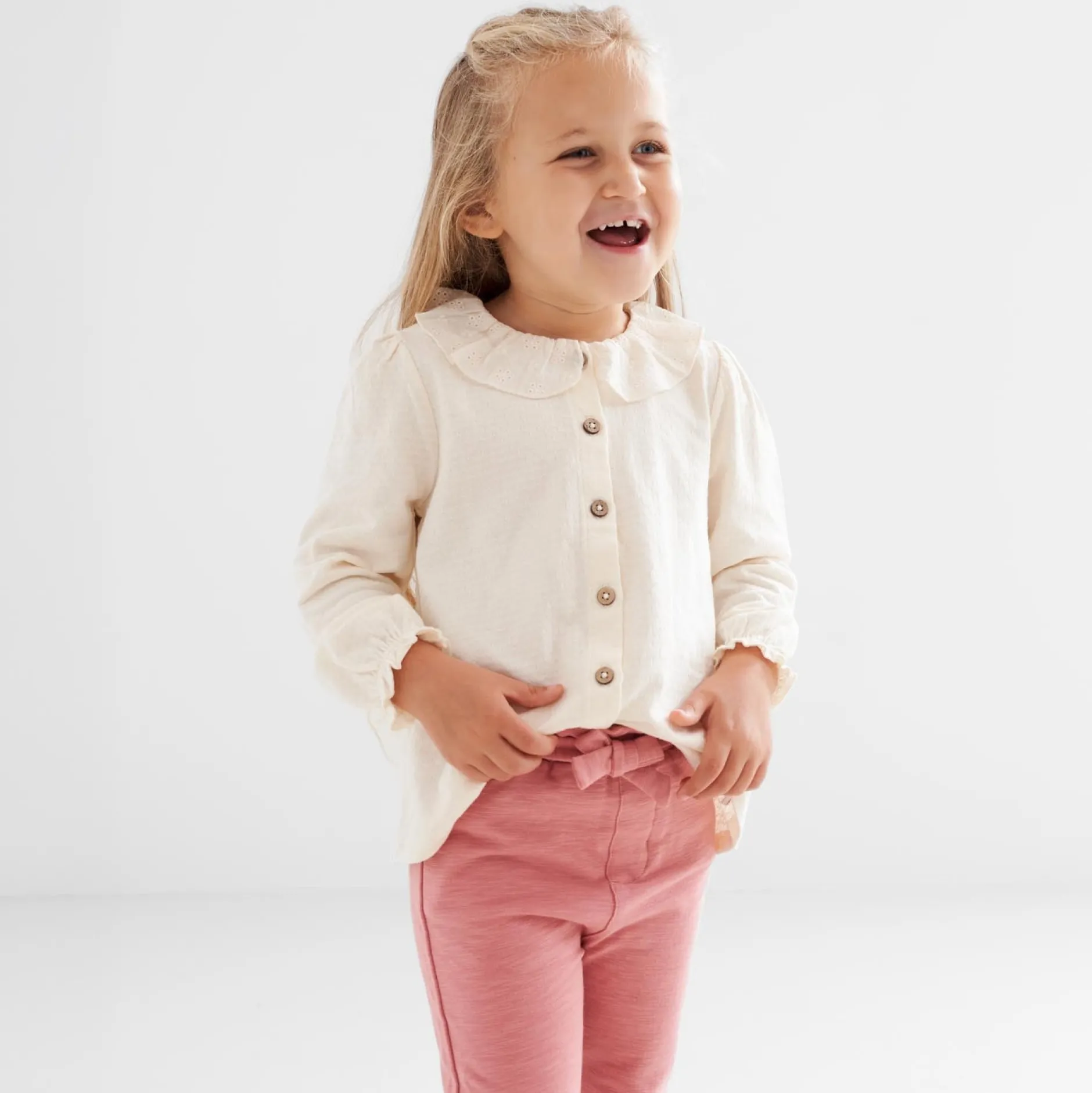 Shirts & Blouses|Shirts & Blouses*Prénatal peuter blouse lange mouwen effen wit Dark Off-White