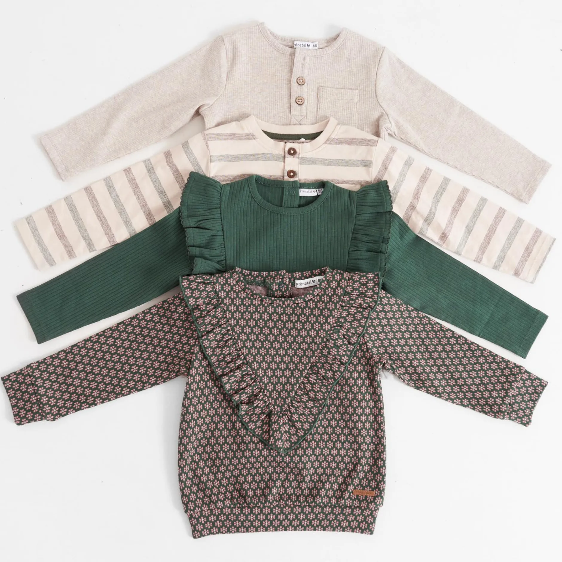 Shirts & Blouses|Shirts & Blouses*Prénatal peuter blouse lange mouwen bladeren multi Dark Bottle Green