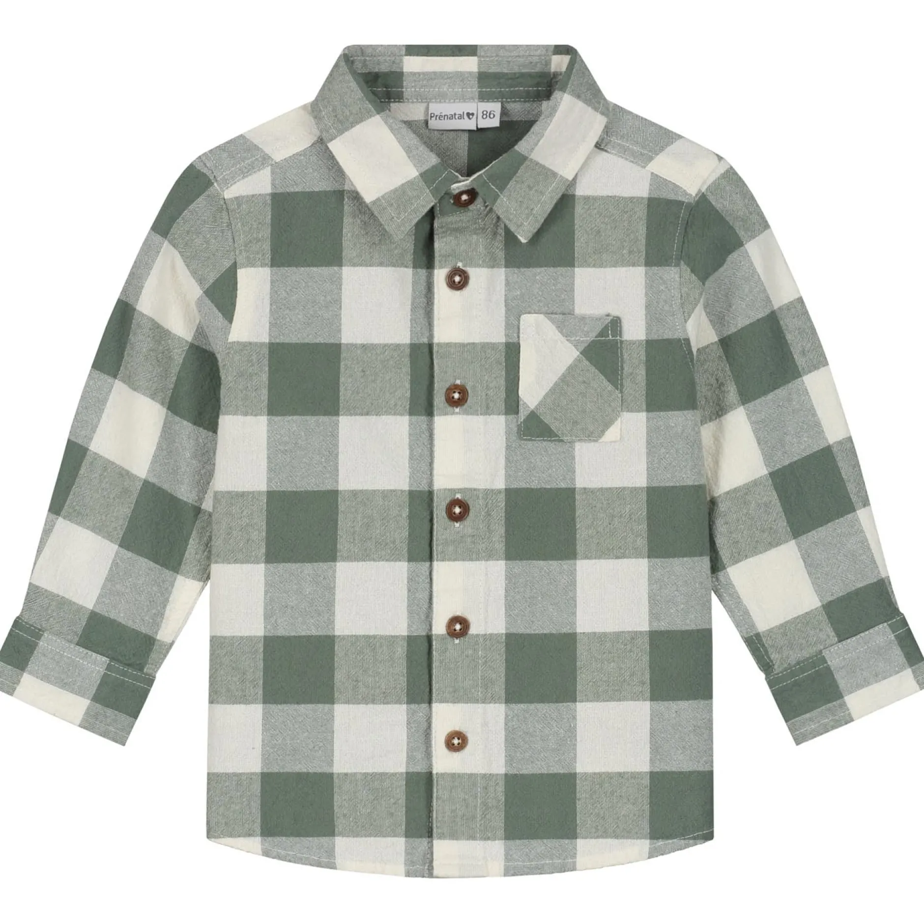 Shirts & Blouses|Shirts & Blouses*Prénatal peuter blouse lange mouwen ruit groen Light Khaki Green