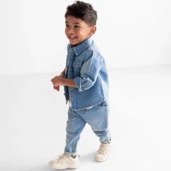 Shirts & Blouses|Shirts & Blouses*Prénatal peuter blouse lange mouwen effen denim Mid Blue Denim
