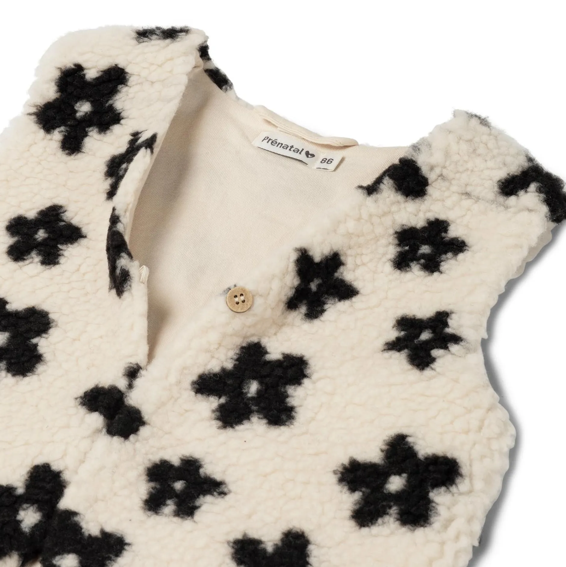 Truien & Vesten|Vesten*Prénatal peuter gilet mouwloos bloemen wit Off-White