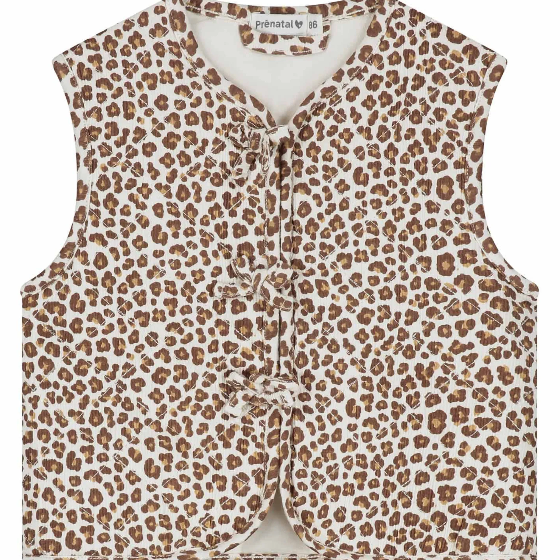 Truien & Vesten|Vesten*Prénatal peuter gilet mouwloos panterprint beige Dark Off-White