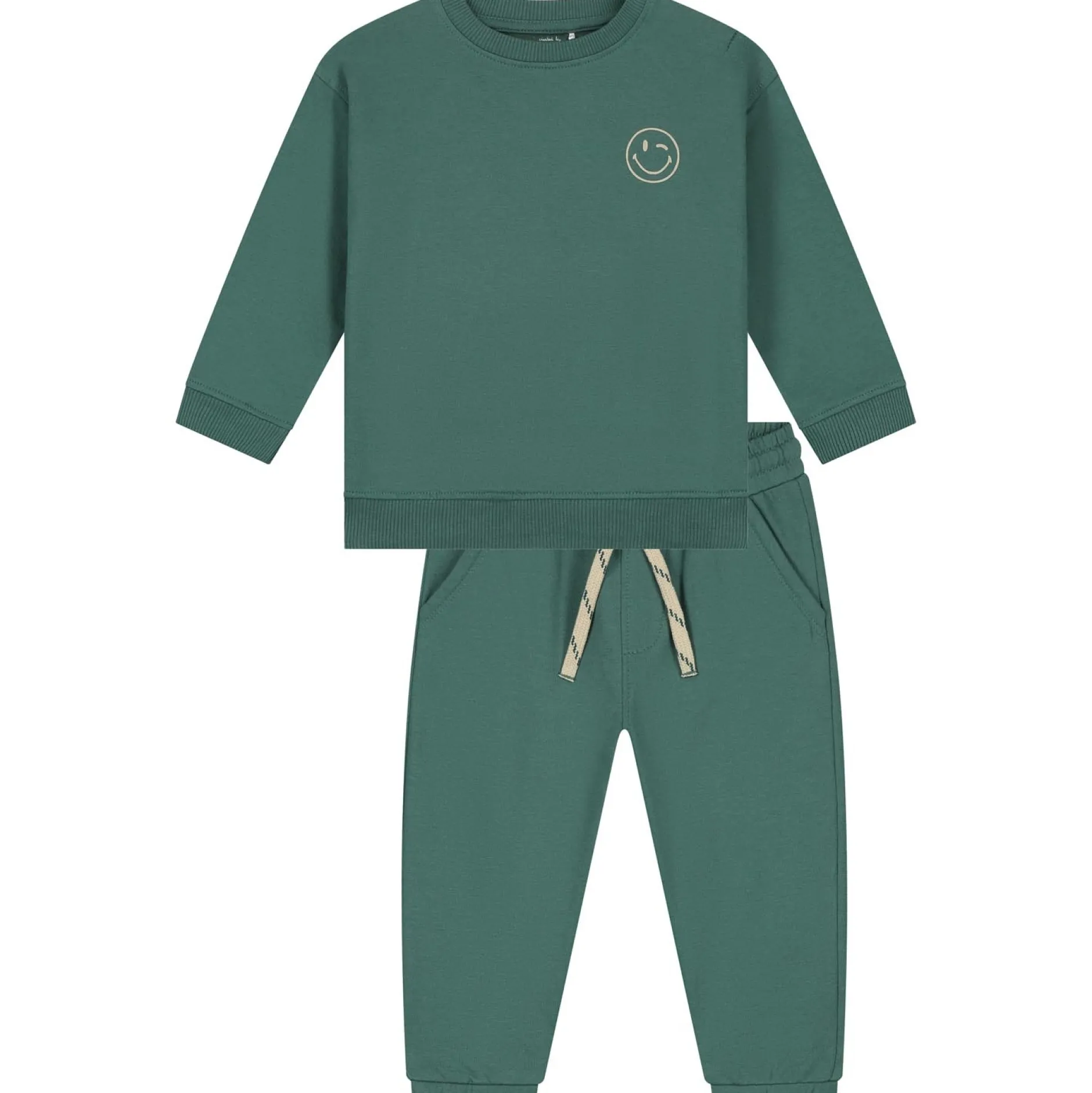 Truien & Vesten|Truien & Sweaters*Prénatal peuter joggingpak lange mouwen effen groen Forestgreen
