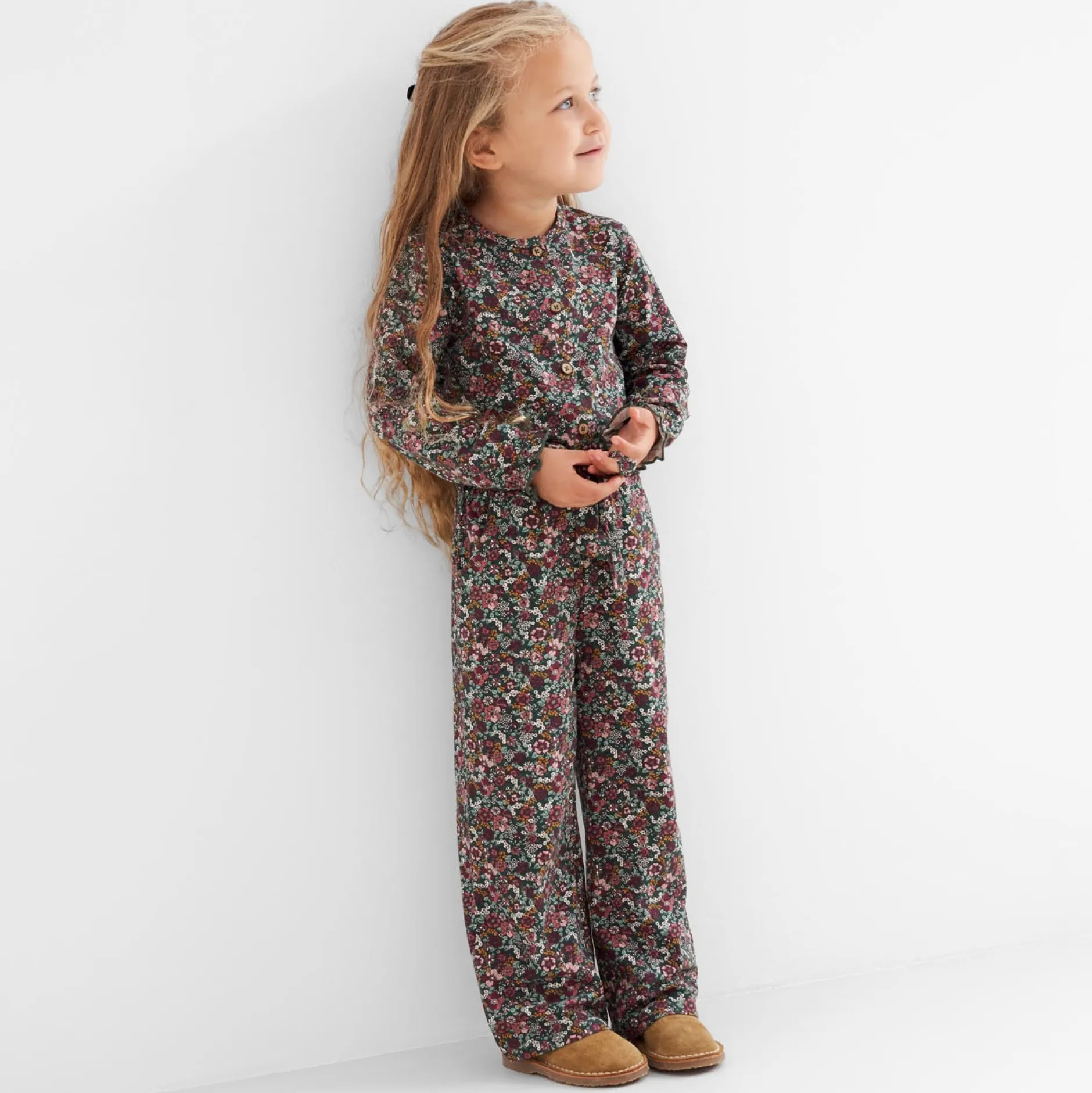 Broeken & Leggings|Broeken & Leggings*Prénatal peuter jumpsuit lange mouwen bloemen multi Dark Bottle Green
