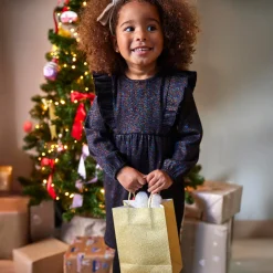 Jurken & Rokken|Jurken & Rokken*Prénatal peuter jurk glitter lange mouwen effen zwart Night Black
