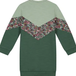 Jurken & Rokken|Jurken & Rokken*Prénatal peuter jurk lange mouwen bloemen groen Dark Bottle Green
