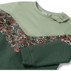 Jurken & Rokken|Jurken & Rokken*Prénatal peuter jurk lange mouwen bloemen groen Dark Bottle Green