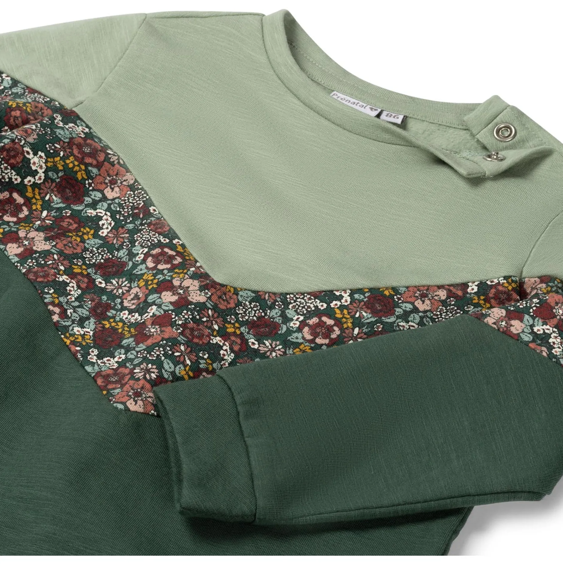 Jurken & Rokken|Jurken & Rokken*Prénatal peuter jurk lange mouwen bloemen groen Dark Bottle Green
