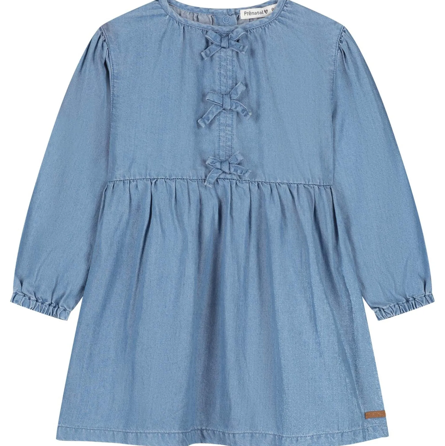 Jurken & Rokken|Jurken & Rokken*Prénatal peuter jurk lange mouwen effen blauw Mid Blue Denim