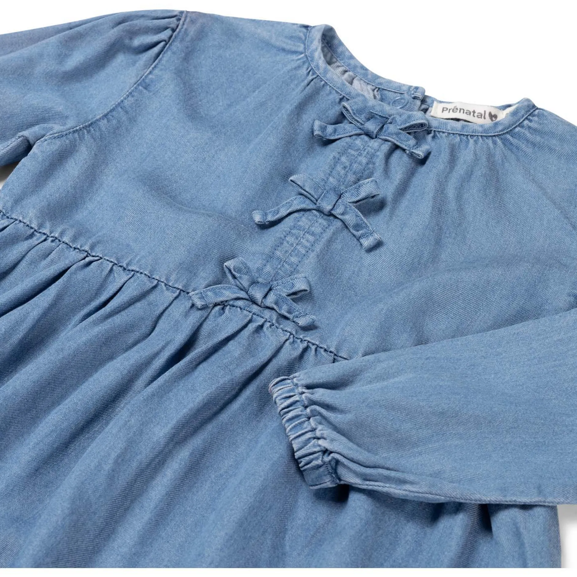 Jurken & Rokken|Jurken & Rokken*Prénatal peuter jurk lange mouwen effen blauw Mid Blue Denim