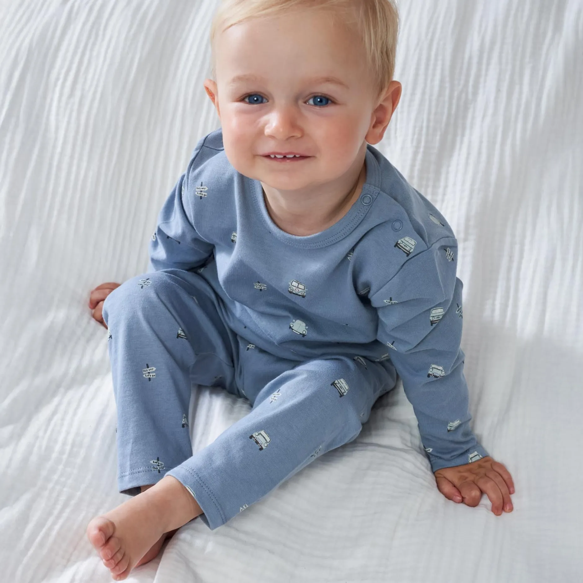 Pyjama's|Pyjama's*Prénatal peuter pyjama retro auto blauw Blue