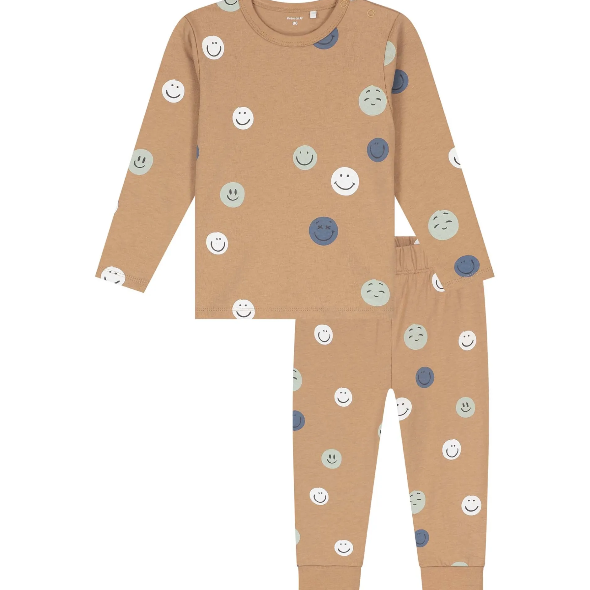 Pyjama's|Pyjama's*Prénatal peuter pyjama smiley bruin Dark Sand Brown