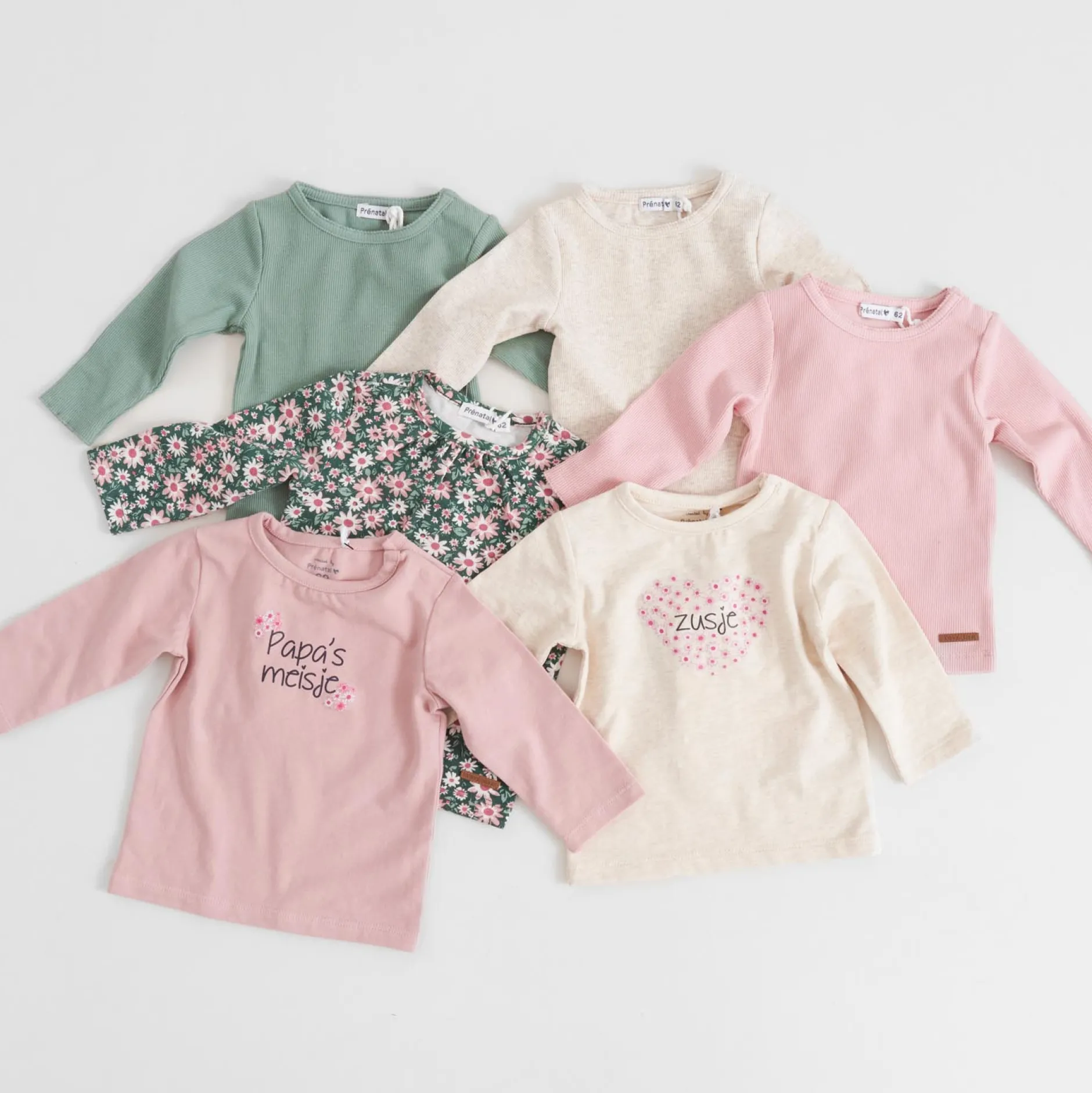 Shirts & Blouses|Shirts & Blouses*Prénatal peuter shirt lange mouwen effen roze Soft Pink