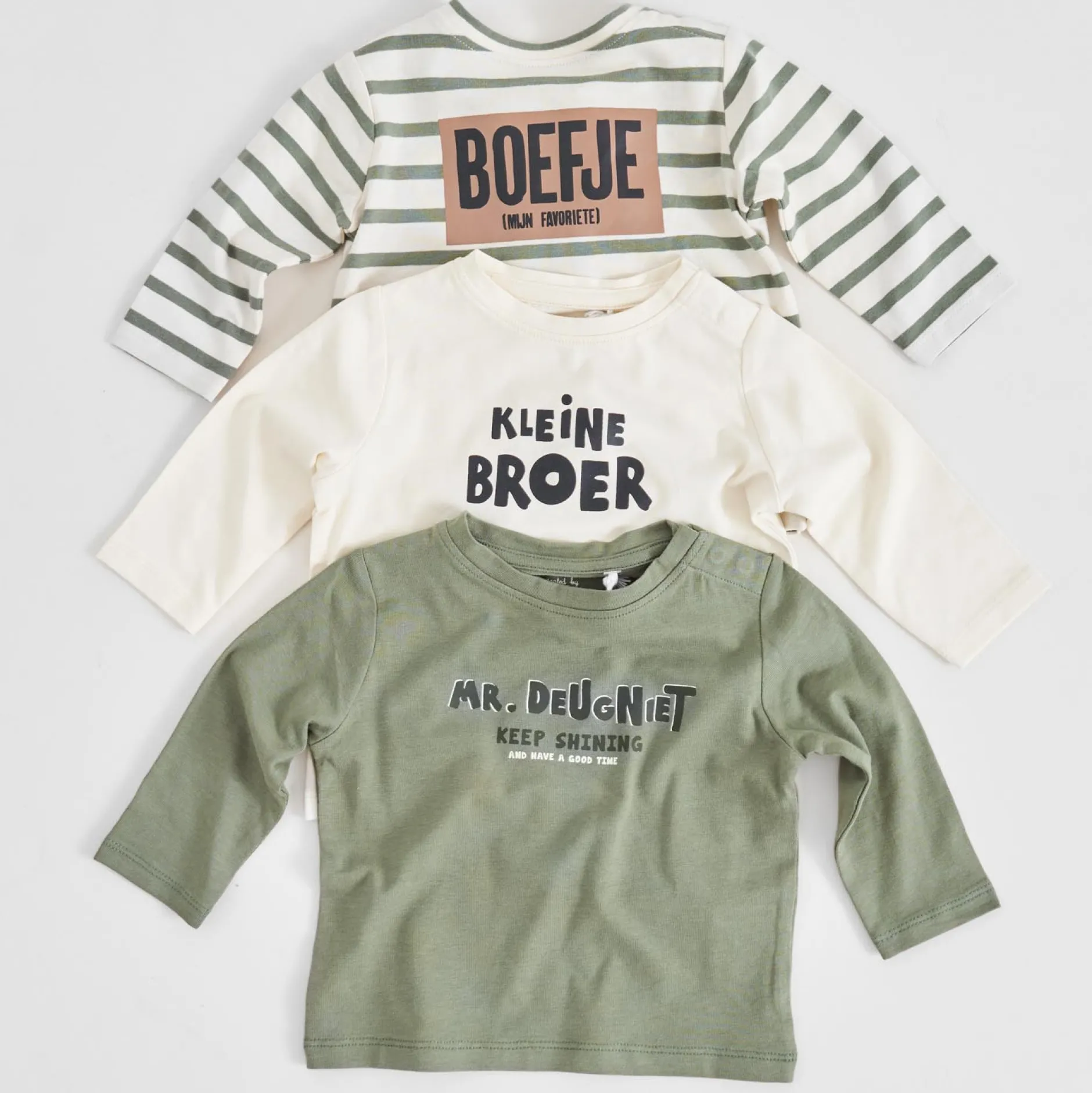 Shirts & Blouses|Shirts & Blouses*Prénatal peuter shirt lange mouwen tekst beige Dark Off-White