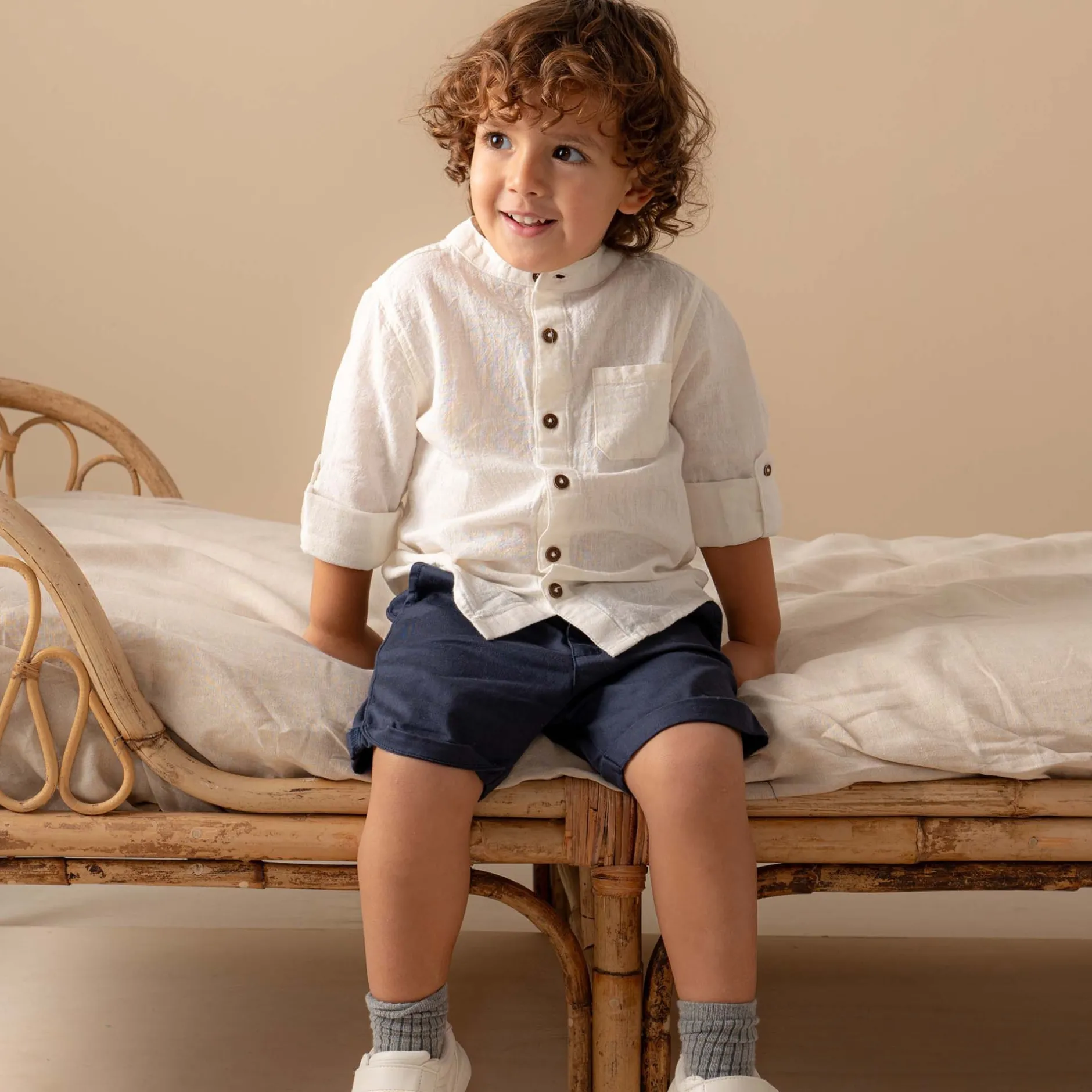 Broeken & Tuinbroeken|Broeken & Leggings*Prénatal peuter short effen blauw Dark Bluegrey