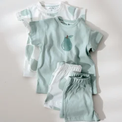 Pyjama's|Pyjama's*Prénatal peuter shortama 2 stuks mint Ivoor Wit