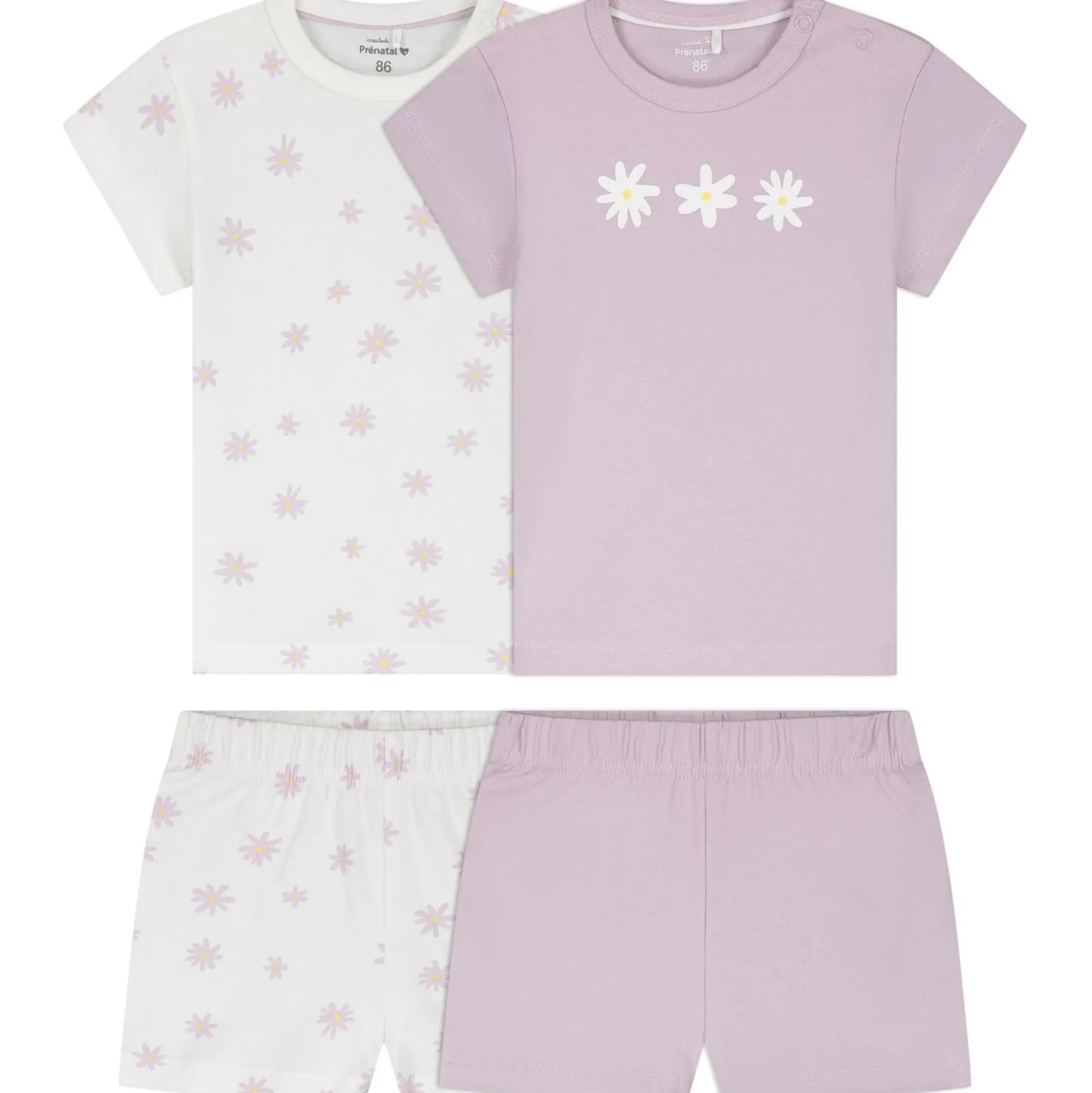 Pyjama's|Pyjama's*Prénatal peuter shortama 2 stuks paars Ivoor Wit