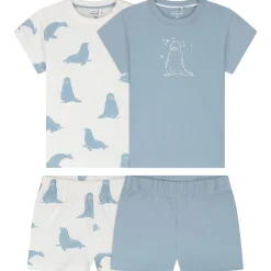 Pyjama's|Pyjama's*Prénatal peuter shortama 2 stuks blauw Ivoor Wit