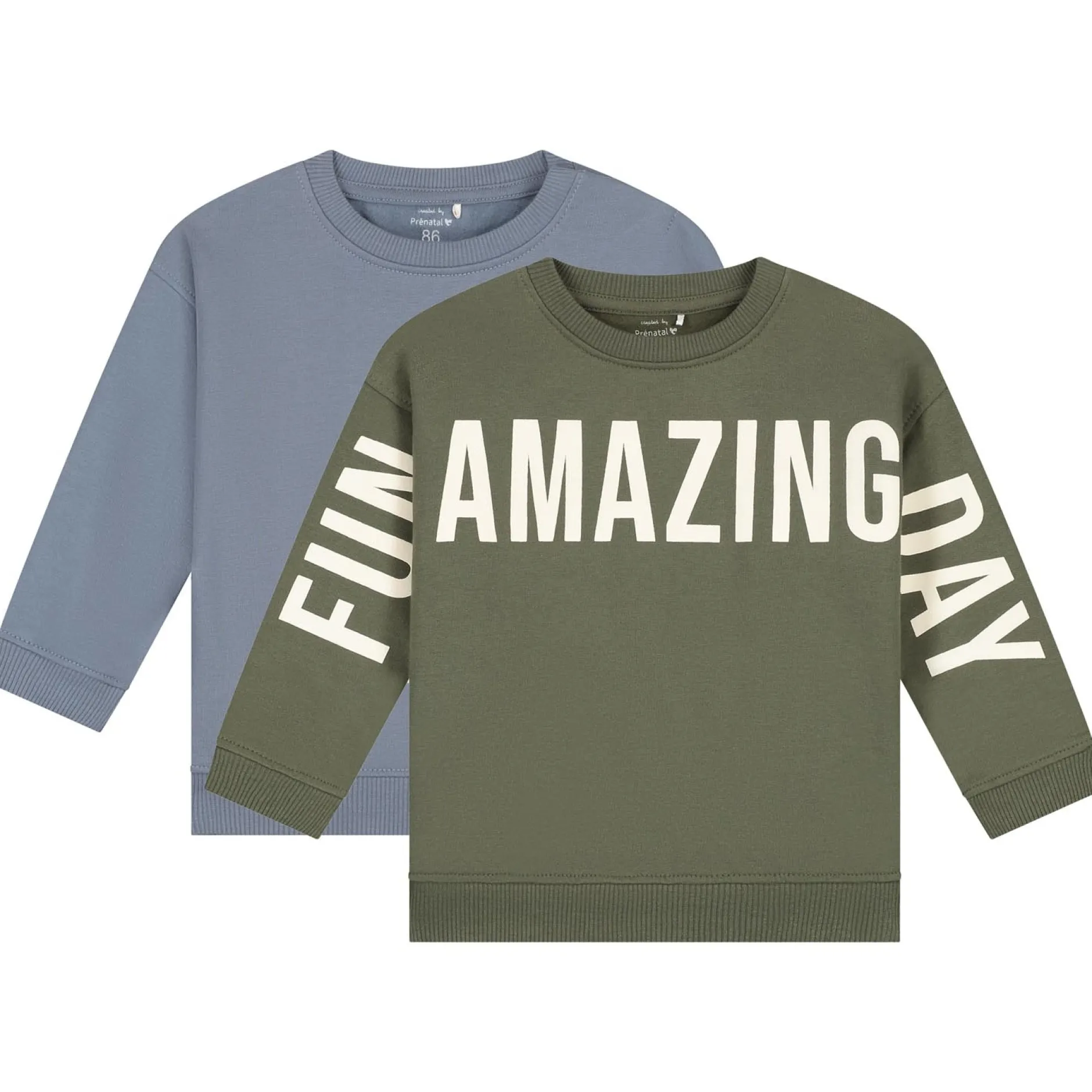 Truien & Vesten|Truien & Sweaters*Prénatal peuter sweater 2 stuks lange mouwen tekst Multi