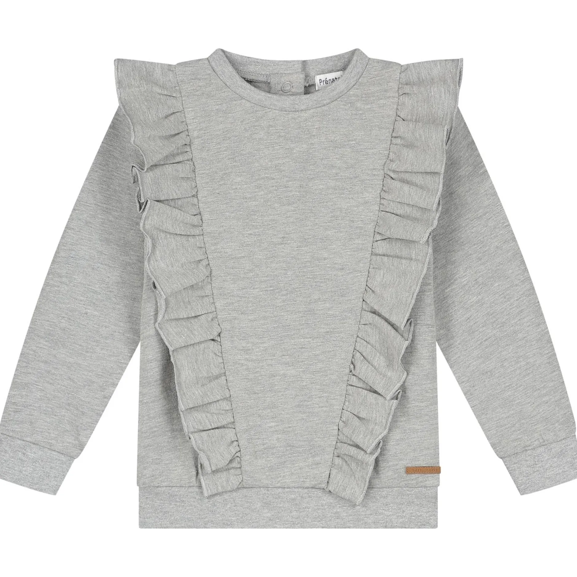 Truien & Vesten|Shirts & Blouses*Prénatal peuter sweater glitter lange mouwen melee grijs Light Stone Melange