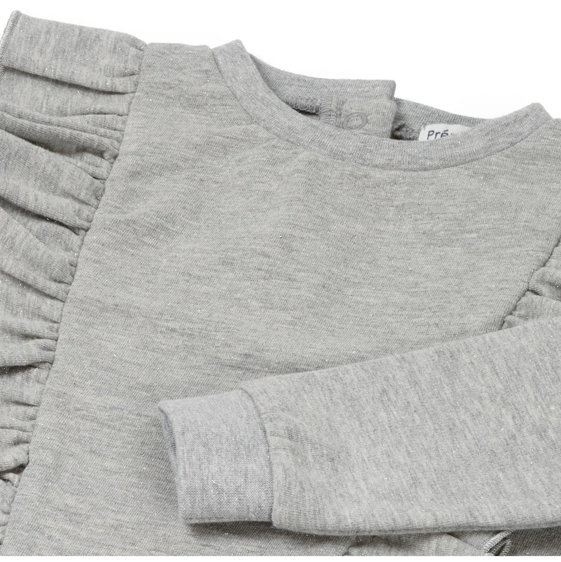 Truien & Vesten|Shirts & Blouses*Prénatal peuter sweater glitter lange mouwen melee grijs Light Stone Melange