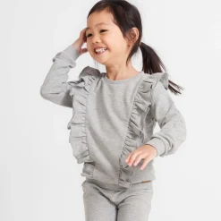 Truien & Vesten|Shirts & Blouses*Prénatal peuter sweater glitter lange mouwen melee grijs Light Stone Melange